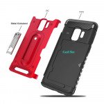 Wholesale Samsung Galaxy S9 Rugged Kickstand Armor Case with Card Slot (Silver)